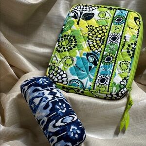 Vera Bradley Green Electronic Storage Case and Eye Glass Storage Case in Blue